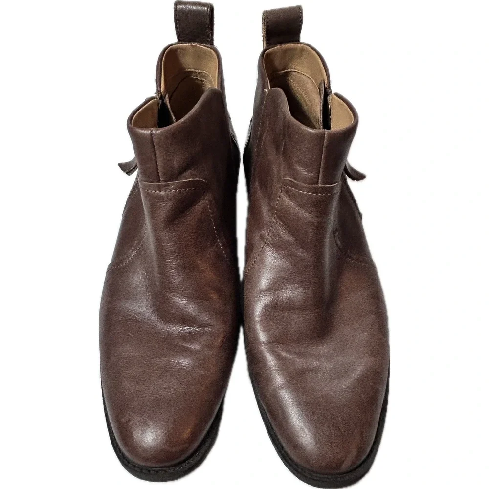 UGG Aureo 1098314 Women's 10 Brown Leather Side Zip Ankle Boots Booties